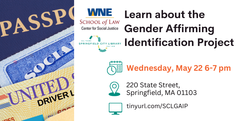 Learn about the gender affirming Idenitification Project, Wednesday May 22 at 6-7pm. Click here for more info