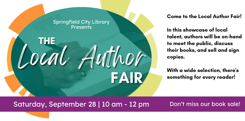 Local Author Fair at the Central Library, 10AM-noon on September 28.
