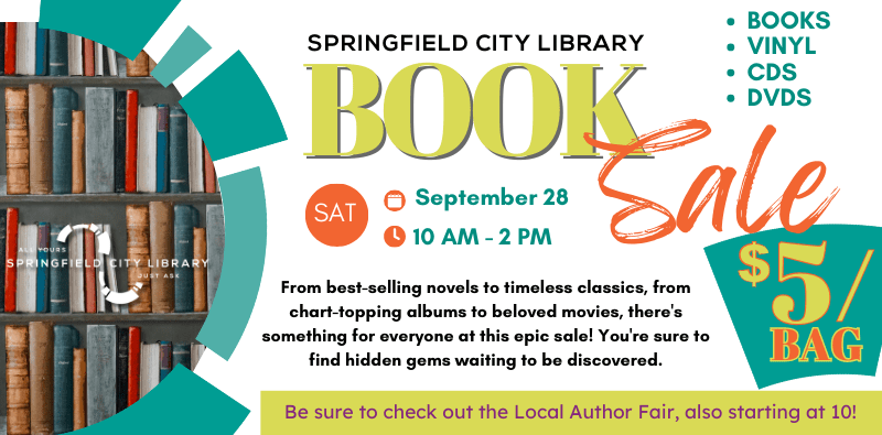 Book Sale at the Central Library, September 28 from 10AM-2PM. $5/bag