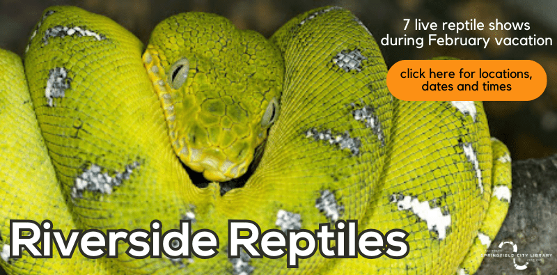 7 live reptile shows with Riverside Reptiles during February vacation - click the image for locations, dates, and times