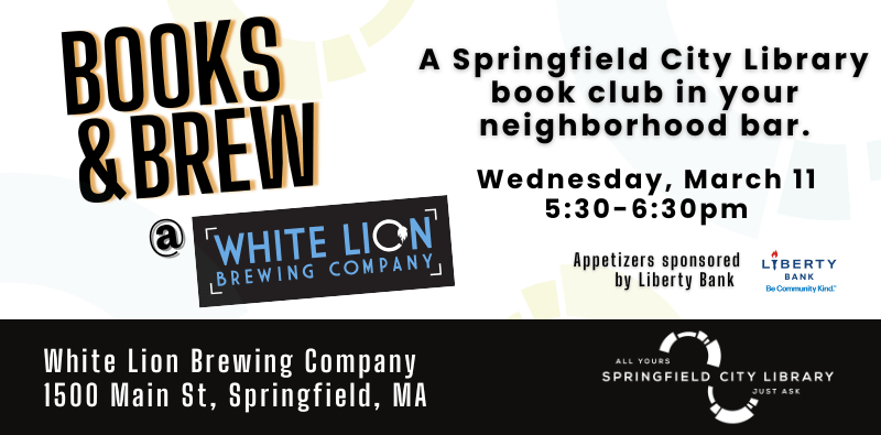 Downtown Event Calendar Graphic to promote Books & Brew at White Lion book club.