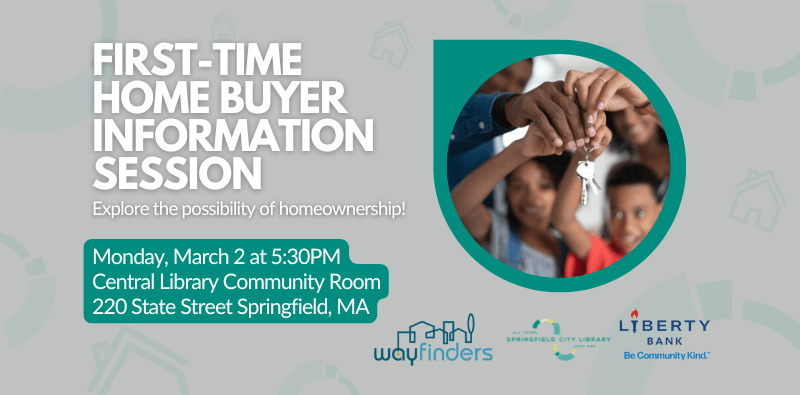 HOME PAGE SLIDERS (18) Graphic to promote First-time Home Buyer Information Session at Central Library on March 2