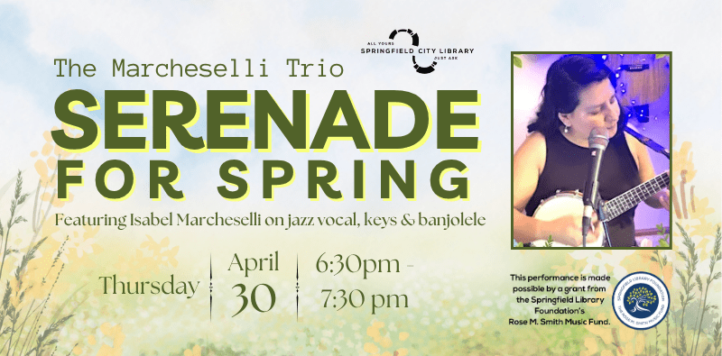 Photographic image of musician, Isabel Marcheselli, on banjolele to promote Serenade for Spring program