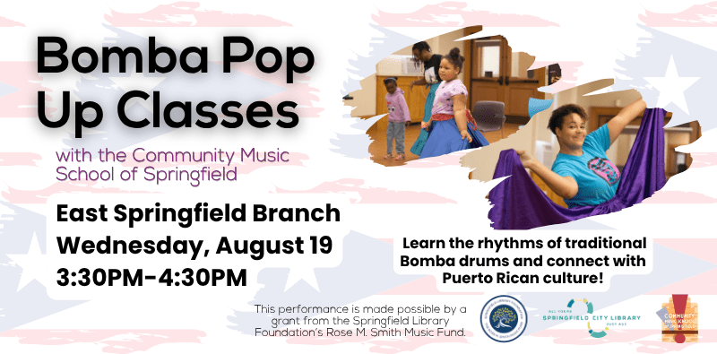 HOME PAGE SLIDERS (64) Photographs of people dancing to Bomba music to promote free workshop with Community Music School of Springfield