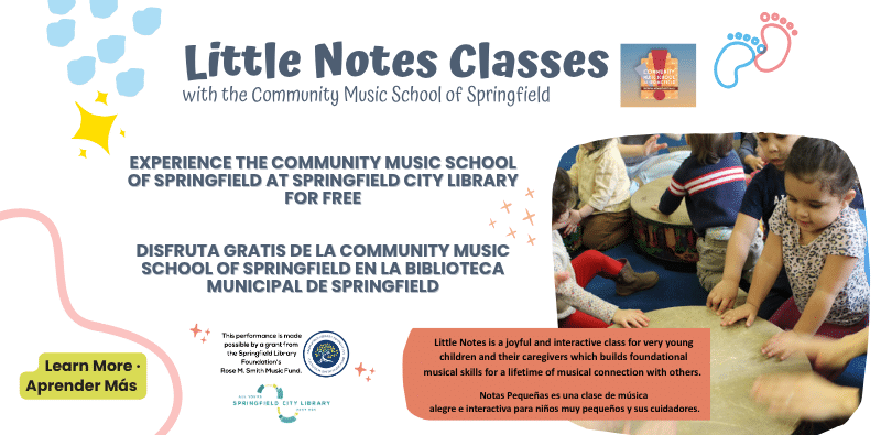 WEBSITE SLIDER Image of several small children using hands to bang on a drum to promote Little Notes class